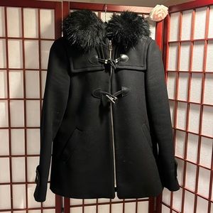 black coat with removable faux fur hoodie 🖤